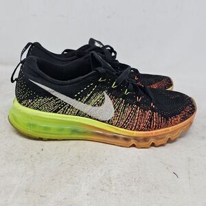 Nike Flyknit Max Men's Shoes Size 8 Rare Black Atomic Orange Volt 620469-018